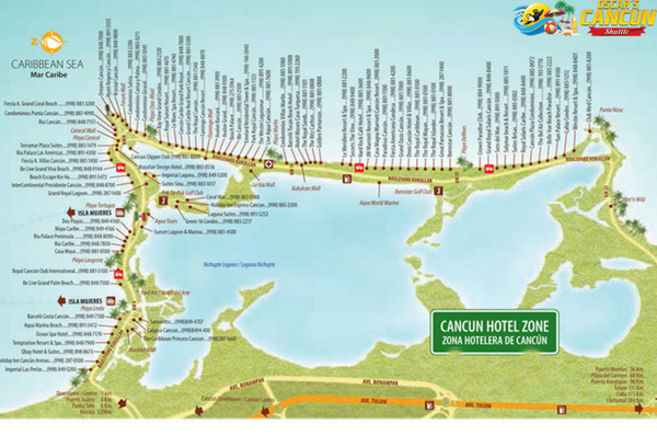 Hotel Map in Cancun